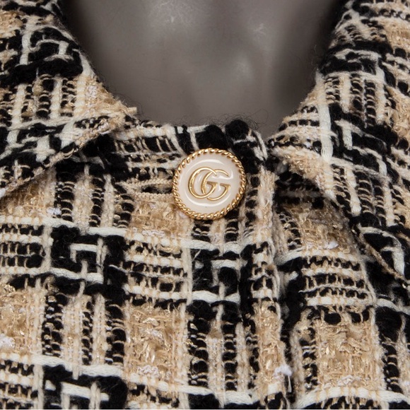 MAKE OFFER Authentic GUCCI Oversized TWEED TRENCH COAT MIDI JACKET G Check - Picture 7 of 16